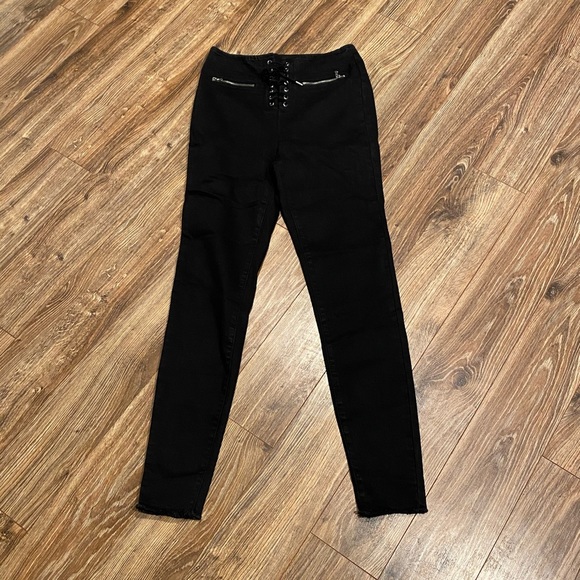 WILD FABLE Black Lace Front Jeggings-10 - Picture 1 of 4